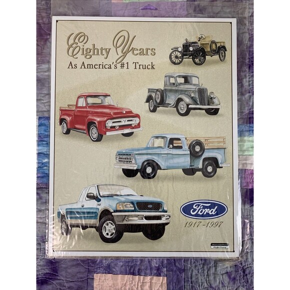 Classic Ford Truck Tin Metal Sign 80 Years 1 Truck Garage Auto Pickup Man Cave - Picture 1 of 3